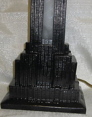 EMPIRE STATE BUILDING LAMP NYC  Huge! 19" Tall! Art Deco Black Enamel Scarce
