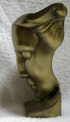 Frankart Art Deco Nymph Face Table Lamp Body an Antique Brass Finish, All metAL