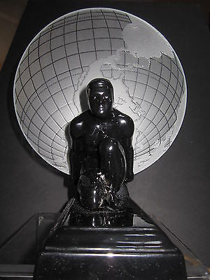 Frankart Style Art Deco Atlas an Earth Shade USA Lamp Black Glass Gay Iinterest