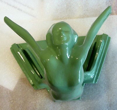 Frankart Butterfly Nymph Greenie Art Deco Table Lamp Base with glass Templates