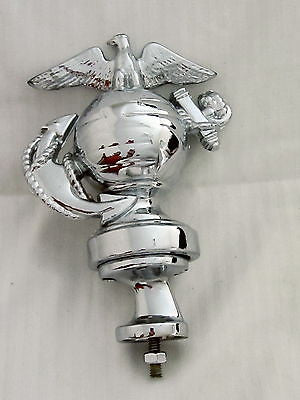 USMC Marine Corps insignia autocar hood ornament mascot triple chrome topper USA