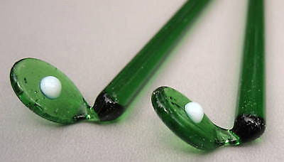 (4 PCs) Golf Club + Ball Crystal Glass . Set of 4 Swizzle Sticks, Drink stirreRS