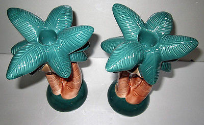 PALM Tree Candlesticks You are buyiing a Pair 2 PCs Ceramic 9" tall  Flamingo