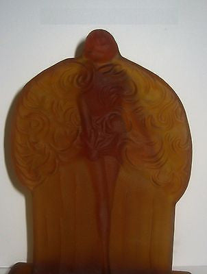 Frankart Sally Rand Nude Feather Nymph Frosted Amber Glass Art Deco laMP