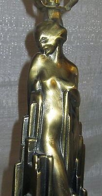 Frankart spirit of modernism art deco lamp in antique brass patina all metal USA