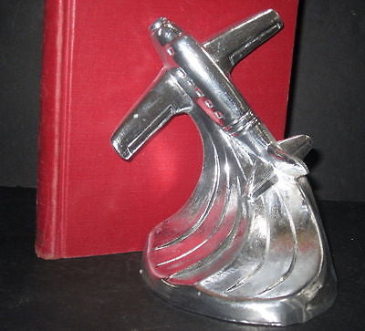 Piper Cub -Airplane Bookends Art Deco in Unfinished Aluminum USA a pair