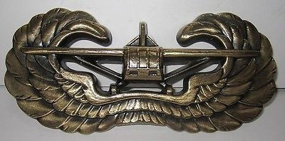 WWII U.S. Army Airborne Paratrooper Glider Plane Wings Plaque Brass USMC 9" loNG