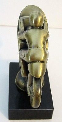 Racing or Driving  Motorcycle Hood ornament or Mascot, brass statue