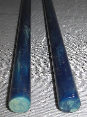 Bakelite Catalin Rod Mottled-Marbled Blue 7/16"  x  9-3/8"  30 Grams Katalin