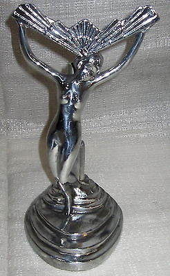 Frankart Style 20's Nude Nymph Art Deco Polished Aluminum Lamp 9" Base USA