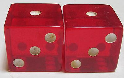 Bakelite Catalin large red dice 1-1/2" by 1-1/2" 130 grams a pair Katalin USA