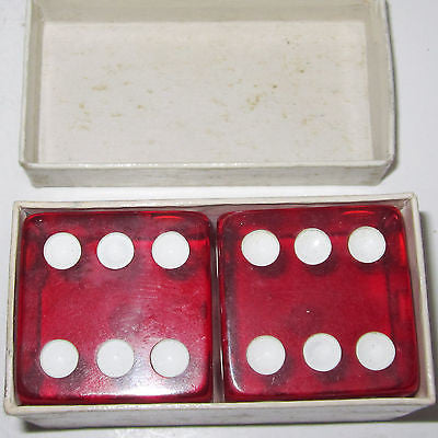 Bakelite Catalin Large Red Dice 1-1/2" x 1-1/2" 130 Grams A Pair Katalin