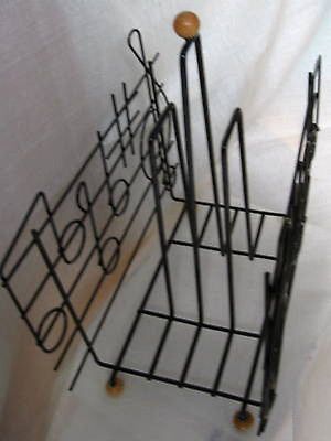 1970'S EAMES Style Moderne Retro Music Note Magazine Rack in Steel Wire