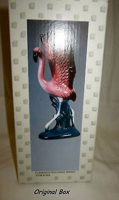Flamingo with his wings in the aira tall figurine ceramic c1983 7-1/2" tall