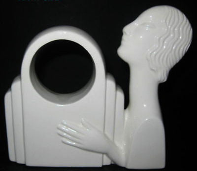 Nymph art deco white ceramic mantle clock case very old Japanese