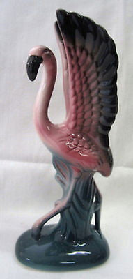 Flamingo with his wings in the aira tall figurine ceramic c1983 7-1/2" tall