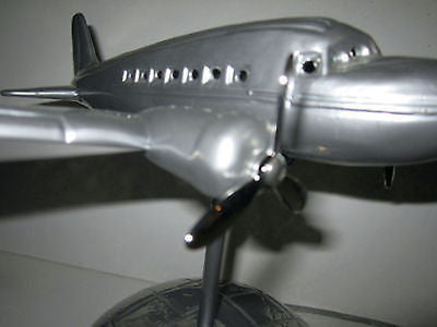 DC-3  AIRPLANE over the  Earth Base Table Lamp  ART DECO all aluminUM