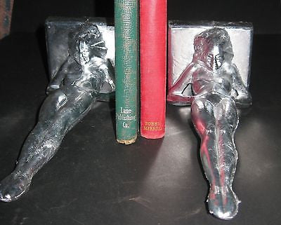 Frankart Standing Nymph Bookends Art Deco in Aluminum metal 9-1/4" Tall a paIR