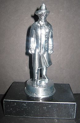 FIREMAN FIREFIGHTER Figure on Marble, Aluminum with a Marble Base, 5-3/4" Tall