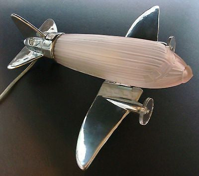 DC-3 Airplane Lamp  Metal and glass USA working Art Deco Aviation