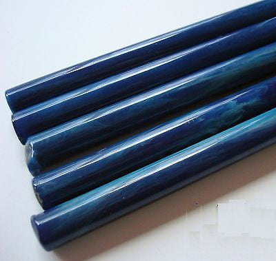 Bakelite Catalin rods mottled marbled blue 7/16" dia x 4-1/2" 15 grams USA