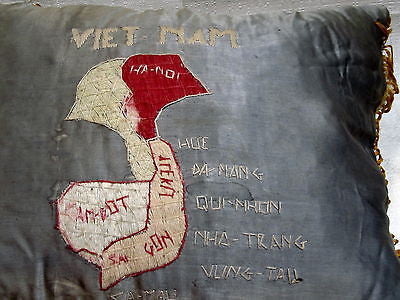 VIET NAM WAR Hand Embroidered Country Map Sweetheart Pillow Sham