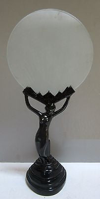 Frankart Style 20's Nude Nymph Art Deco Greenie Lamp 9" Base
