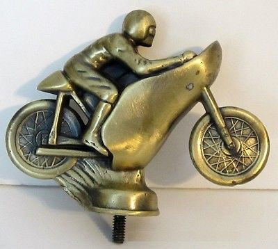 Racing or Driving  Motorcycle Hood ornament or Mascot, brass statue