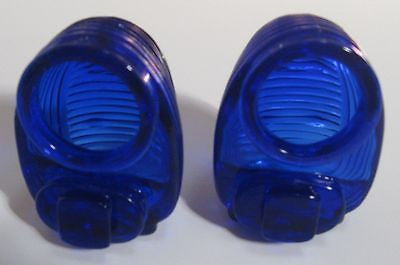 Glass Classic Bird Cage Feeders Depression Cobalt Blue GLASS Pair 2 piecES