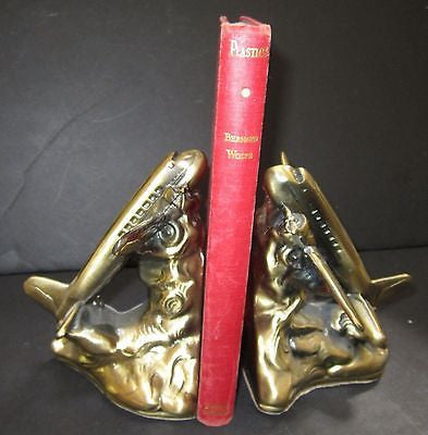 DC-3 - Airplane  Bookends Art Deco Brass finish very heavy Made in USA  paIR