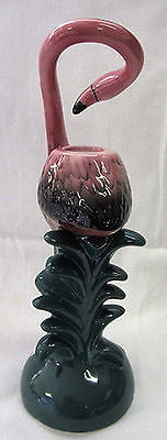 Flamingo huge standing candlestick ceramic 9" tall single stick