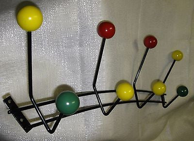 EAMES RETRO Style "W" SHAPE WIRE WALL RACK with 8 COLORED BALLS,Steel+Wood Balls