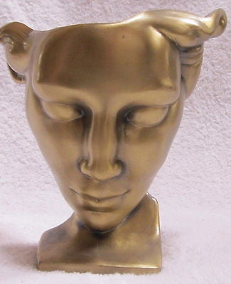 Frankart Art Deco Nymph Face Table Lamp Body an Antique Brass Finish, All metAL