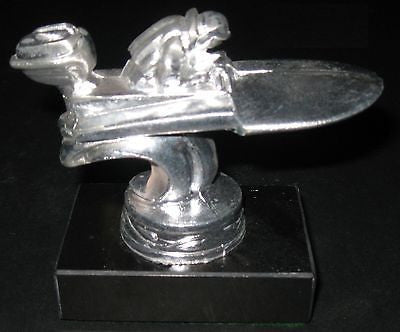 50's Racing Outboard Engine Hydroplane with a Driver, Boat, Ship Aluminum Marble