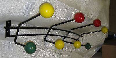 EAMES RETRO Style "W" SHAPE WIRE WALL RACK with 8 COLORED BALLS,Steel+Wood Balls