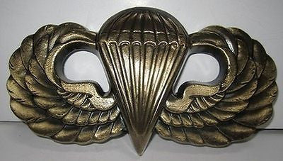WWII U.S. Army Airborne Paratrooper Parachute WINGS Plaque- USMC, 9"-"BraSS