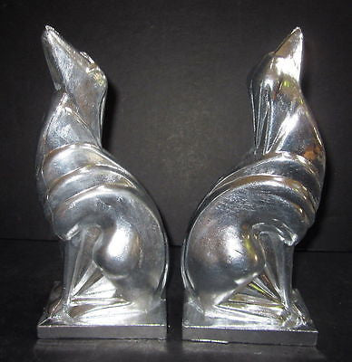 Frankart Greyhound Dog,Art Deco Unfinished aluminum Bookends, a pair USA