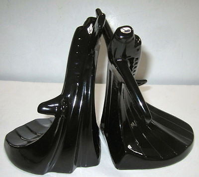 Piper Cub -Airplane Bookends Art Deco in Black on Aluminum metal a pair USA