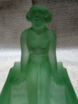 Art Deco nymph card desk tray ashtray soap dish depression green all glass USA