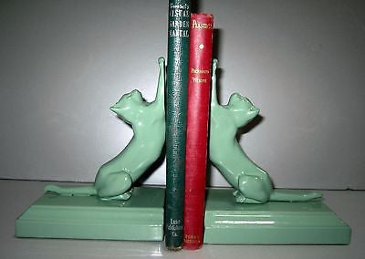 Frankart Style Cats Up + Down -Bookends Art Deco Moderne Greenie a pair USA