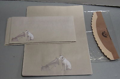 Nipper Victor Edison Dog and Phonograph Package of Stationary NOS New Old stoCK