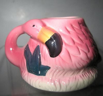 Flamingo sitting Candlesticks -c1987 2" x 3" ceramic  a pair 2 Pcs