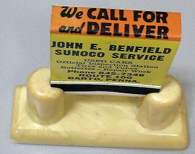 Bakelite Catalin match book holder with a mint book of pin up art matches USA