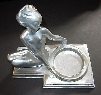 Frankart Art Deco Fish Face Nymph Table Lamp in Aluminum unfinished base USA