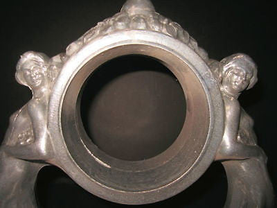 Nymphs two on art deco moderne mantle clock case in aluminum heavy flapper USA