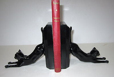 Frankart Style Cat UP and DOWN Bookends Art Deco  Moderne in Black  A Pair