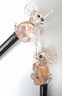 (4 PCs) Elephant Lead Crystal Glass Cocktail Sticks Stix Drink StirreRS