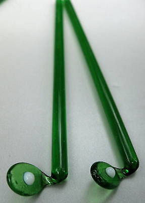 (4 PCs) Golf Club + Ball Crystal Glass . Set of 4 Swizzle Sticks, Drink stirreRS