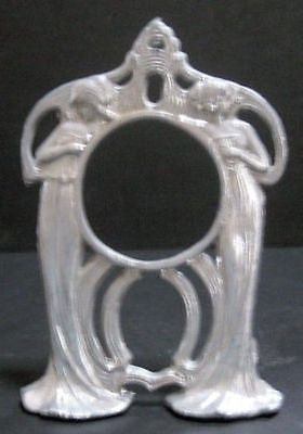 Art Nouveau Nymphs Art Deco Table Clock Case all Aluminum Has No movemeNT
