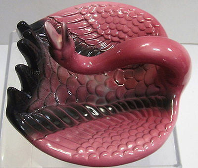Flamingo ashtray or soapdish card tray ceramic  7-1/2" c1983 very tall